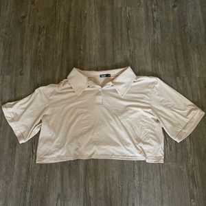 SHEIN Plus Polo Neck Crop Tee